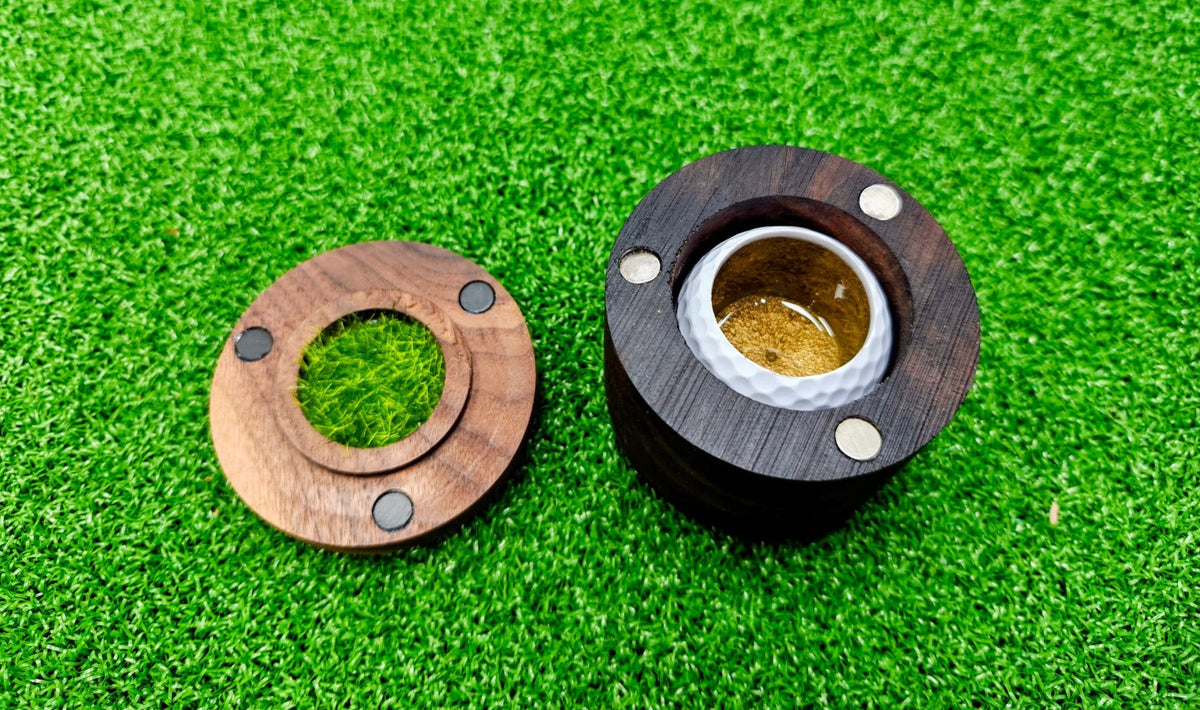 Glass Bogey Single Wooden Golf Ball Case & Shot Glass | Bogey Bazaar