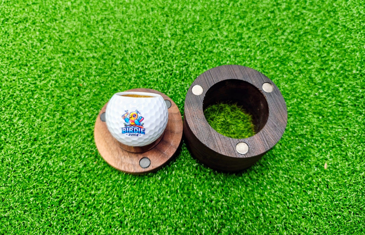 Glass Bogey Single Wooden Golf Ball Case & Shot Glass | Bogey Bazaar