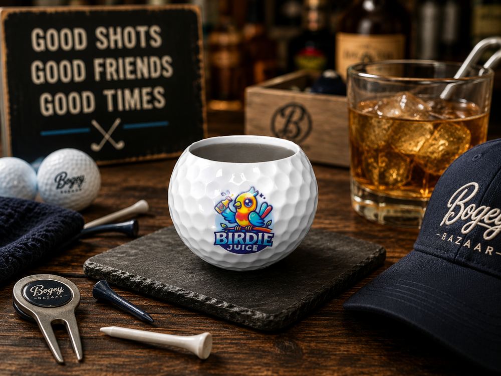 Bogey Bazaar Birdie Juice golf ball shot glass